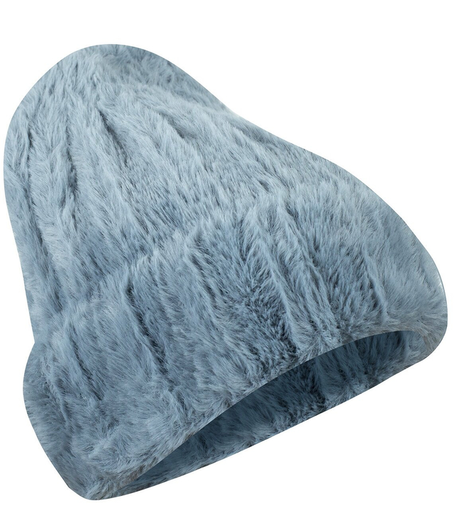 Women's knitted beanie fur striped hat 