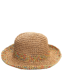Straw hat colorful plaid BUCKET HAT
