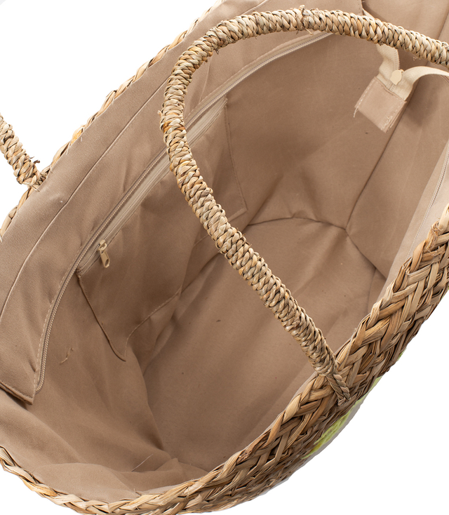 Mega large summer bag braided basket lined sunshine