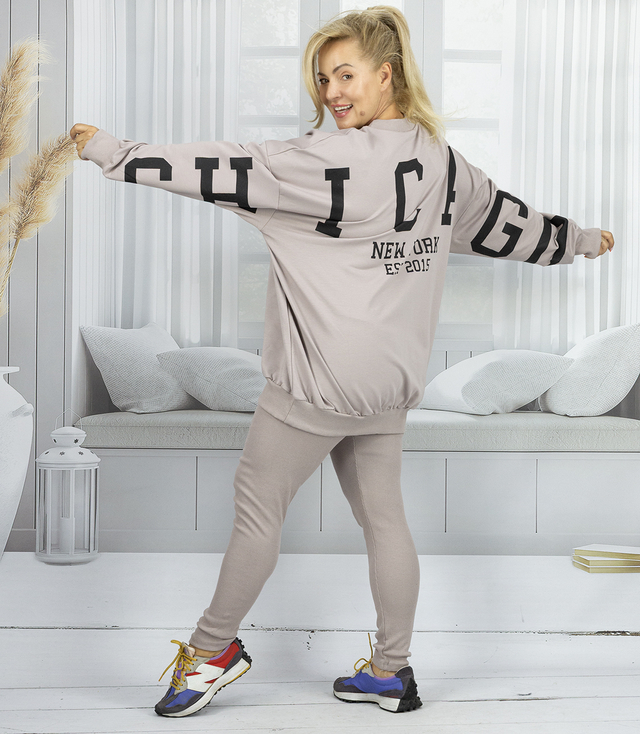 Women's tracksuit loose sweatshirt + ribbed leggings CHICAGO