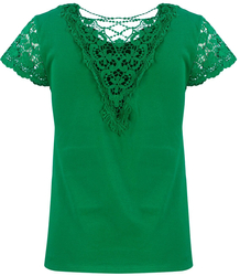 Short-sleeved T-shirt blouse decorated with lace LUIZA