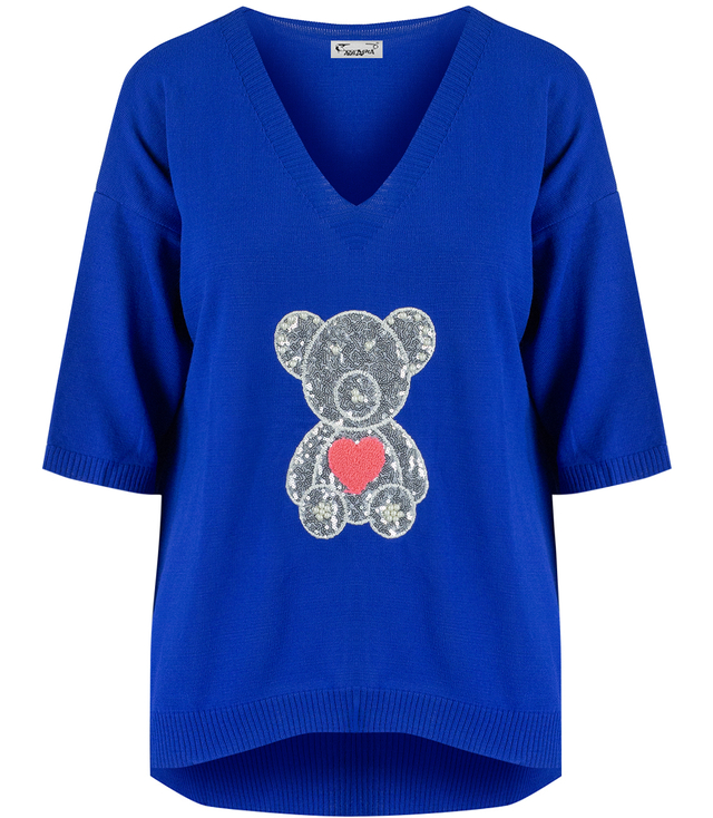 Thin women's sweater with a sequined teddy bear by SHERONA