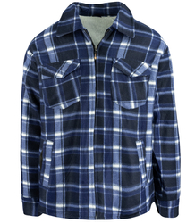Warm fleece checked men's shirt insulated with faux fur