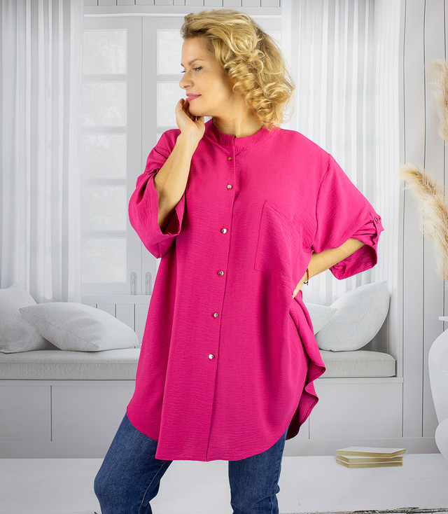 Elegant oversize blouse shirt with stand-up collar ANNA