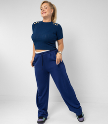 Comfortable sweatpants made of soft material with white insert at the waist LUNA