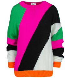 LINDA women's sweater with colorful twill stripes