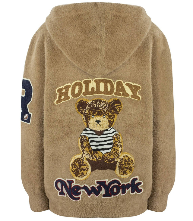 Bomber jacket sweatshirt alpaca wool teddy bear