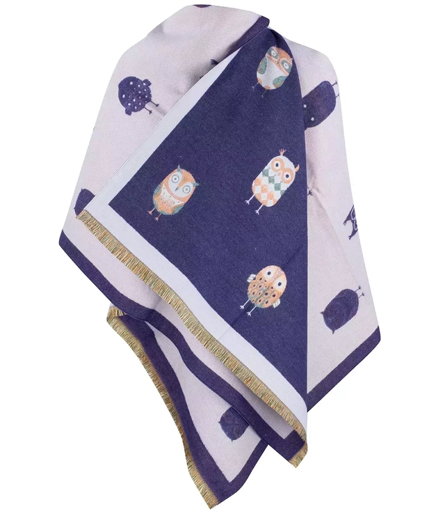 Warm double sided scarf owls knitted fabric