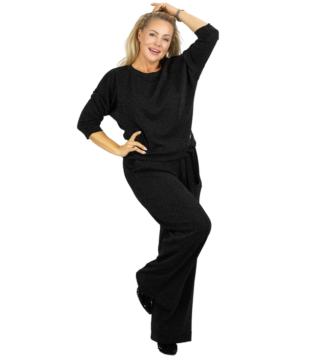 Elegant women's set with glitter - blouse + wide pants