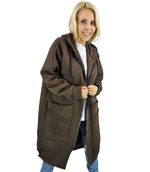 Long women's hoodie. Warm, nice material. Zipper BETH