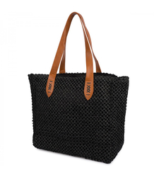 Large braided shoper bag Stylish with inscription PARIS