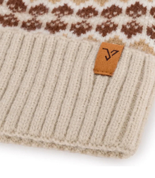 Warm women's cap with pom-pom in Norwegian pattern autumn winter