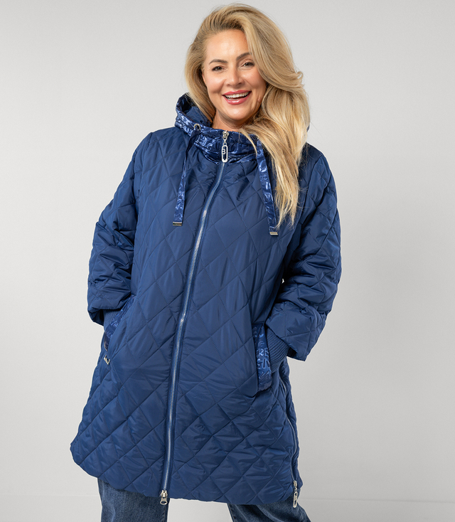 Long winter jacket with decorative hood LUNA