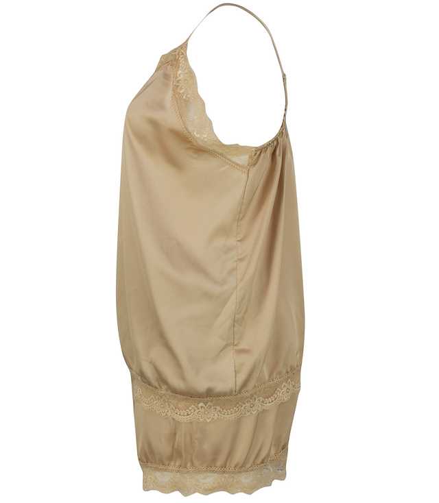 Satin pajama set with lace shorts top petticoat