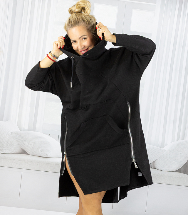 Women's long oversize hoodie with zippers LILIANA 