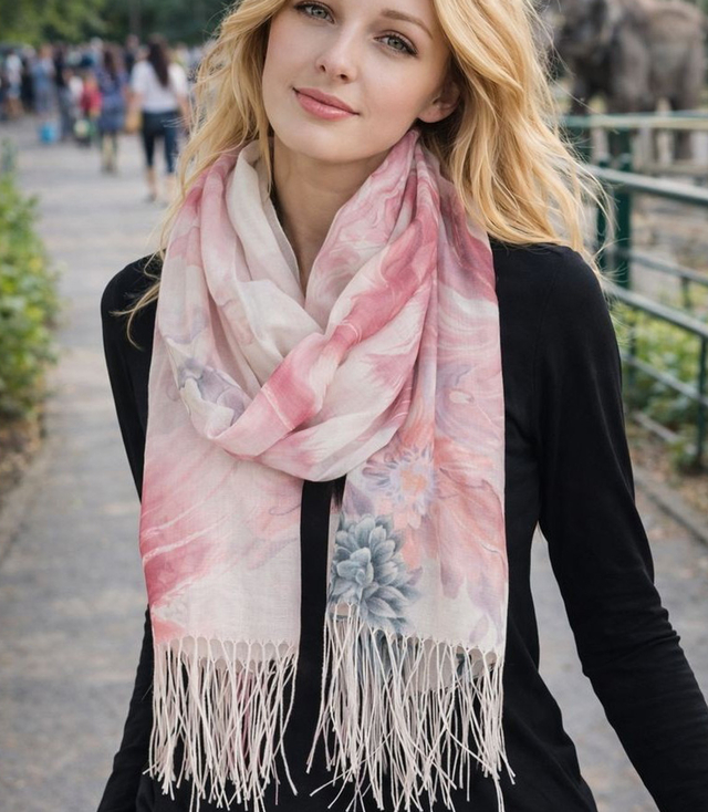 Women's floral pattern scarf 180x70