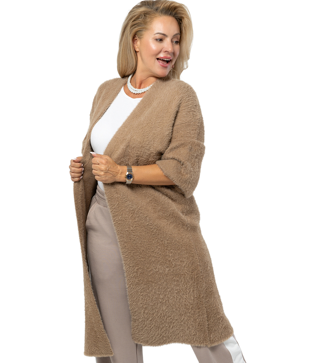 Kardigan z miękkiej dzianiny z włoskami puchaty ALBA