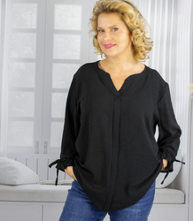 Elegant oversize tunic shirt with ties on sleeves SOPHIE