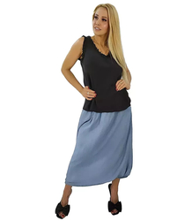 Plain top T-shirt BASIC frill blouse