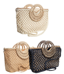 Large basket summer bag purse braided two-color bag