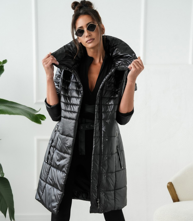 Long elegant quilted insulated coat for women AMELIA