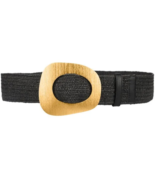 Braided women's belt with large buckle