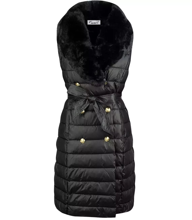 Quilted jacket coat sleeveless 4W1 FUR