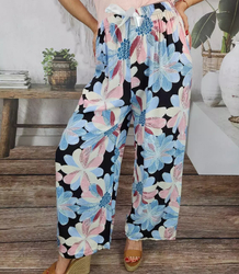 Summer long wide pattern pants LUIZA