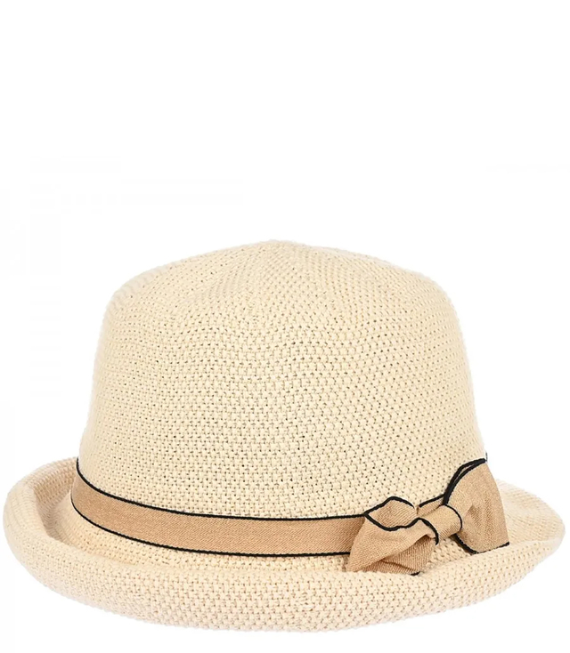 Summer braided hat BUCKET HAT with decorative bow