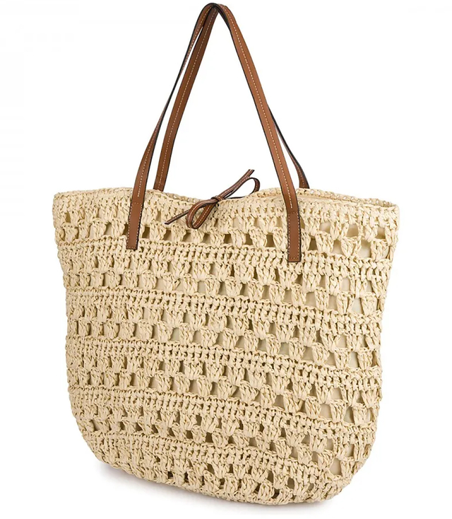 Openwork boho bag for summer with lining and zipper