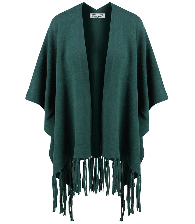 Poncho cape with decorative tassels warm elegant MILENA