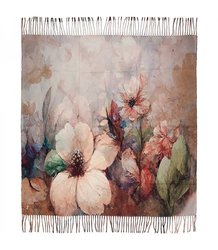 Elegant scarf large flowers with tassels