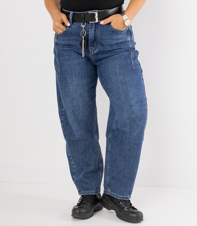 Women's banana fit jeans with belt NEL