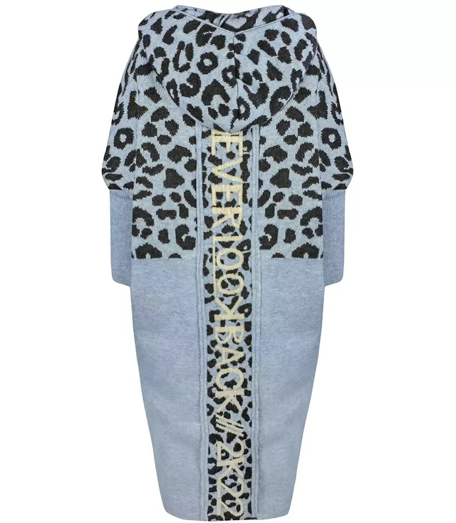 Long cardigan colorful leopard sweater with wool