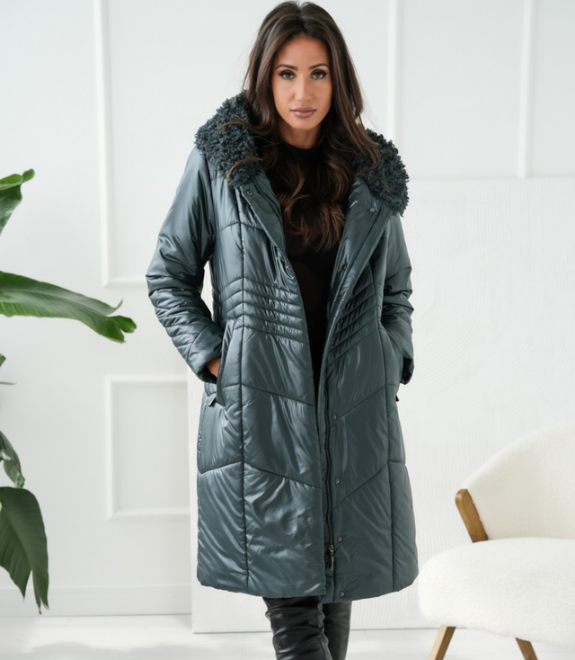 Long elegant quilted insulated women's winter coat MARIA