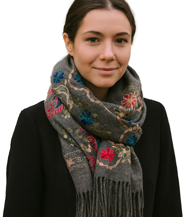 Women's scarf with floral ornament stylish