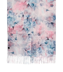 Women's scarf with floral motif and tassels elegant