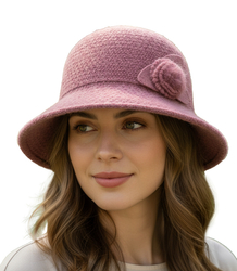 Women's hat cloche patch flower
