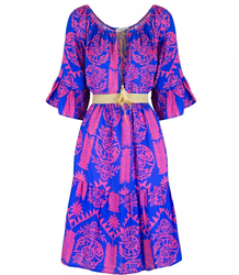 Short boho frill midi dress DALIDA