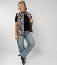 Short double-sided sleeveless smooth and leopard print NORA