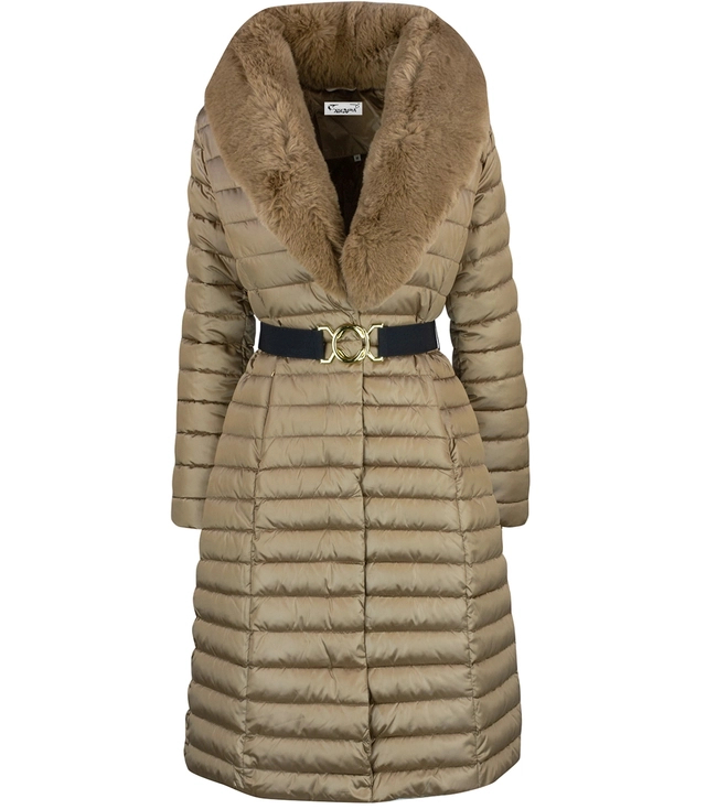 Quilted jacket coat with fur MARY