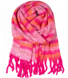 Warm scarf, stripes, fluffy knitwear