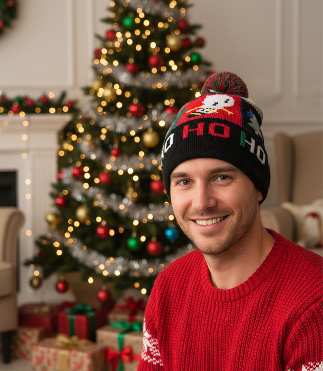 Winter Christmas hat with pom-pom - perfect for preze