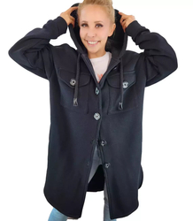 Warm long sweatshirt cotton shirt jacket