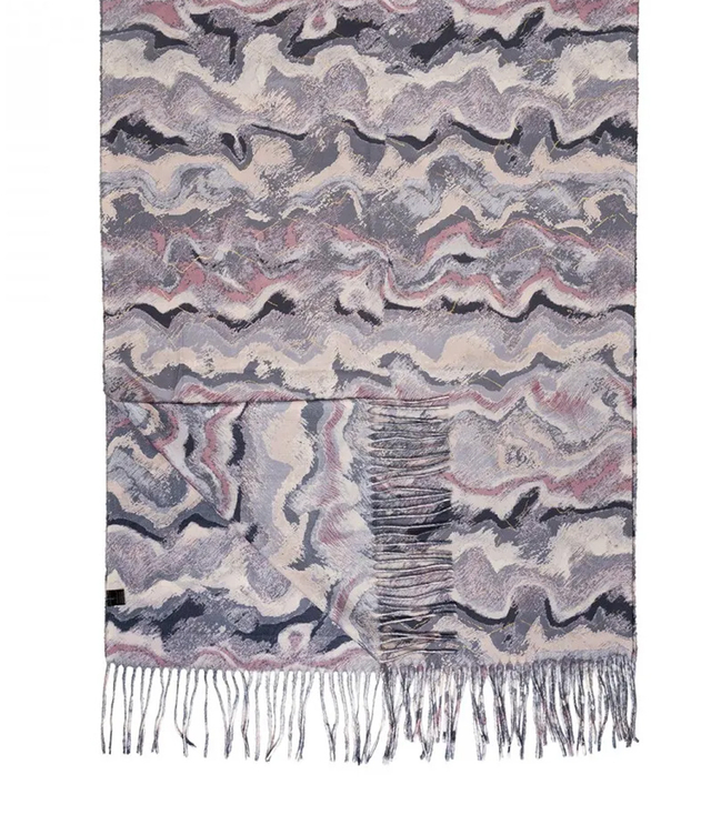 Women's scarf with geometric motif tassels