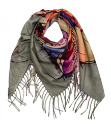 Abstract shawl scarf multicolored elegant with tassels