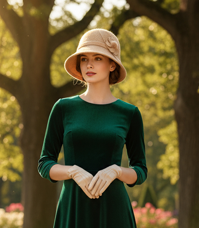 Women's hat cloche patch flower