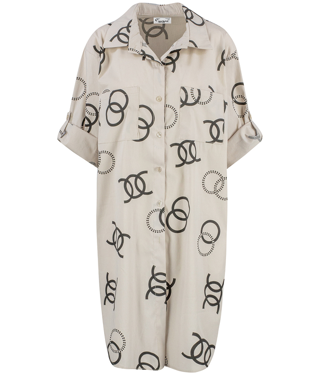 Long shirt, elegant shirt dress, fashionable print, tunic