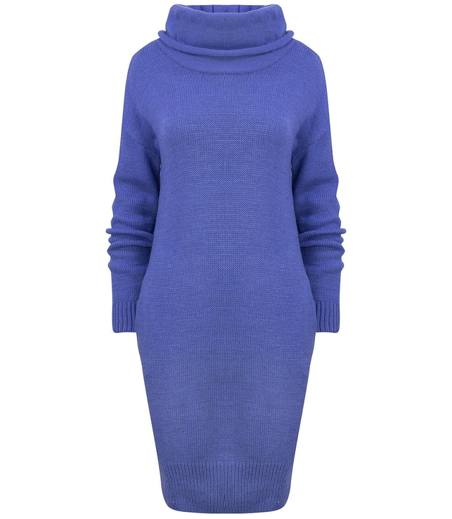 BASIC MIDI knit turtleneck sweater dress