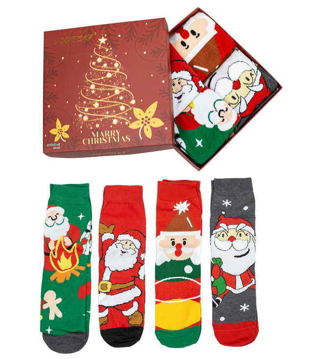 Christmas unisex socks 4-pack warm MIKOLAJ PRESENT